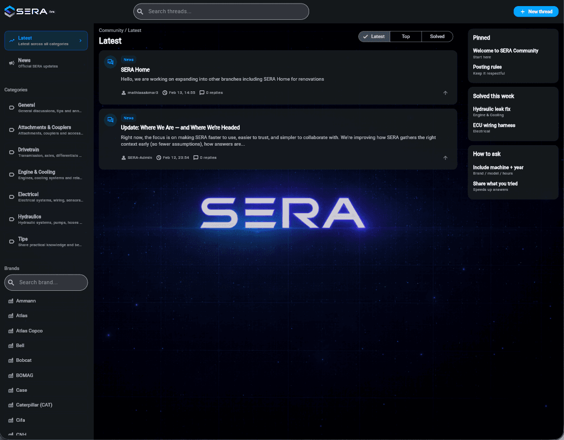 SERA community forum - in-app screenshot